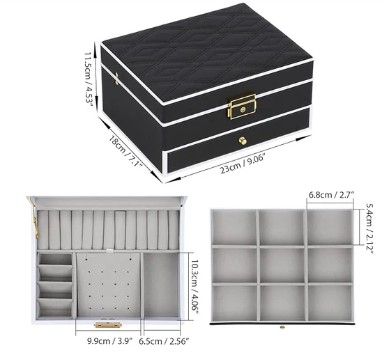 Joyero Organizador de 2 Niveles con Espejo Led Tactil