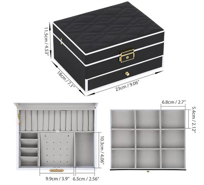 Joyero Organizador de 2 Niveles con Espejo Led Tactil